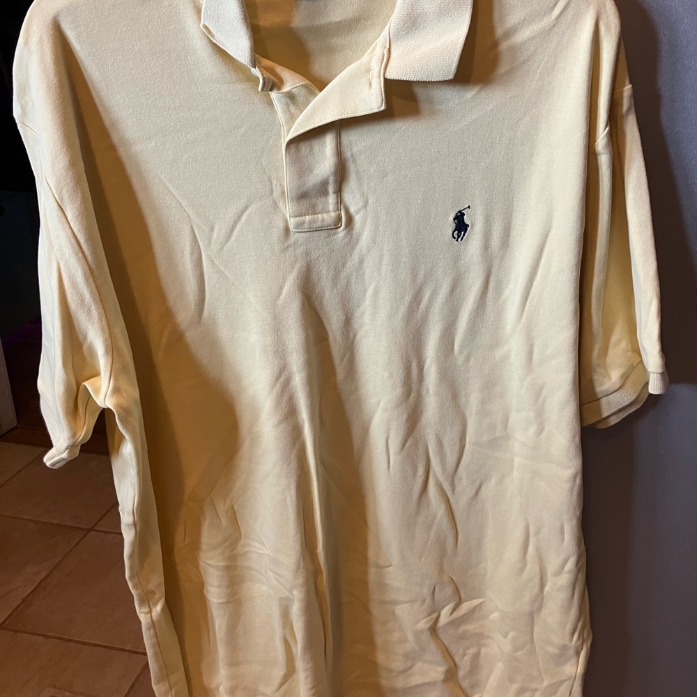 Light Cream Yellow Polo Ralph Lauren Collared Shirt